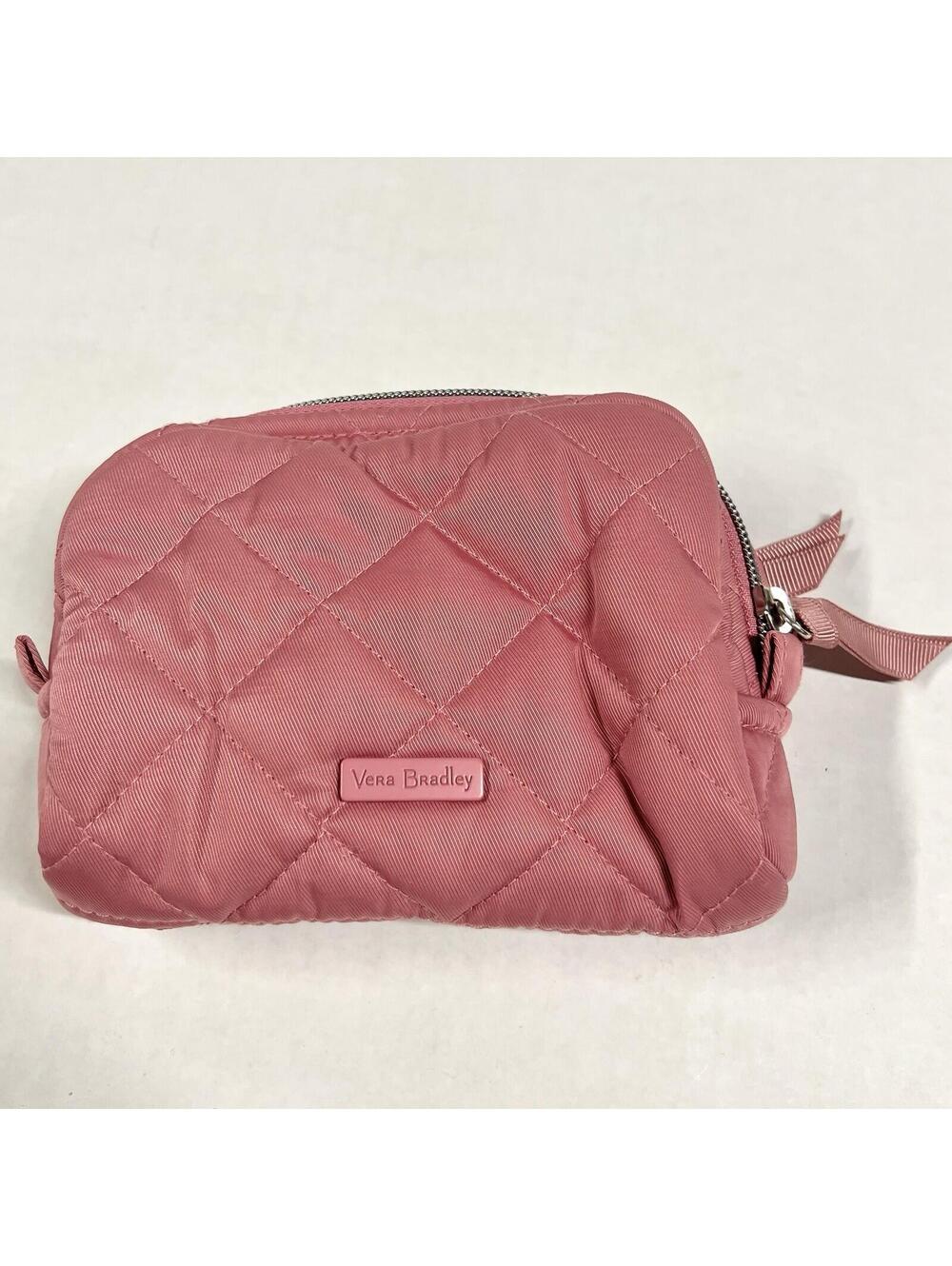Vera Bradley Cosmetic Bag Quilted Lined Interior Pink Iconic Strawberry Ice